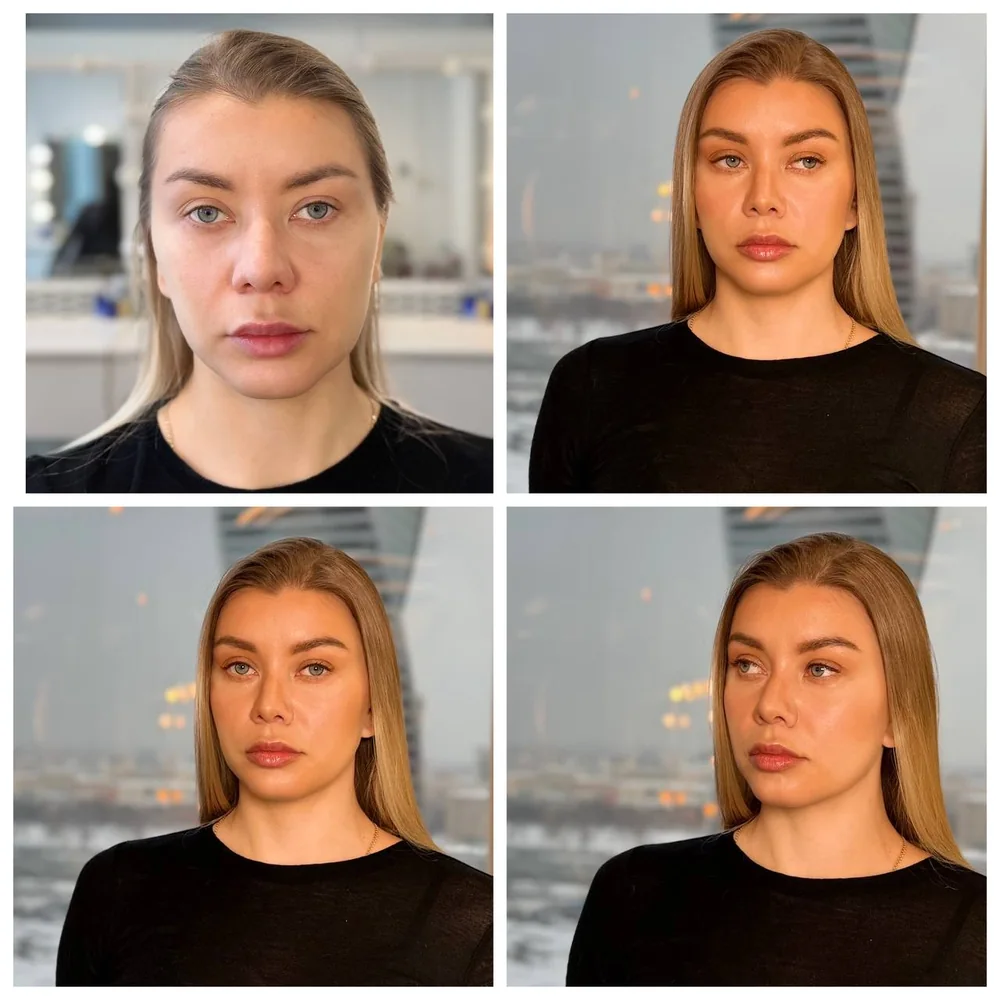 Бронзовый макияж: до и после